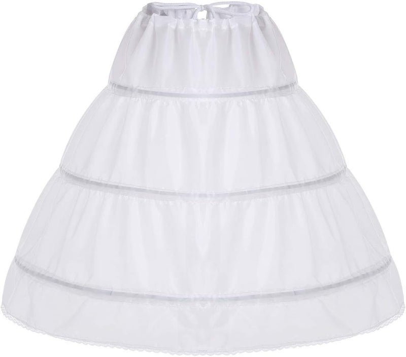 Papoopy Girls Petticoat Underskirt with 3 Hoops Full Slip Crinoline Skirt - Image 1